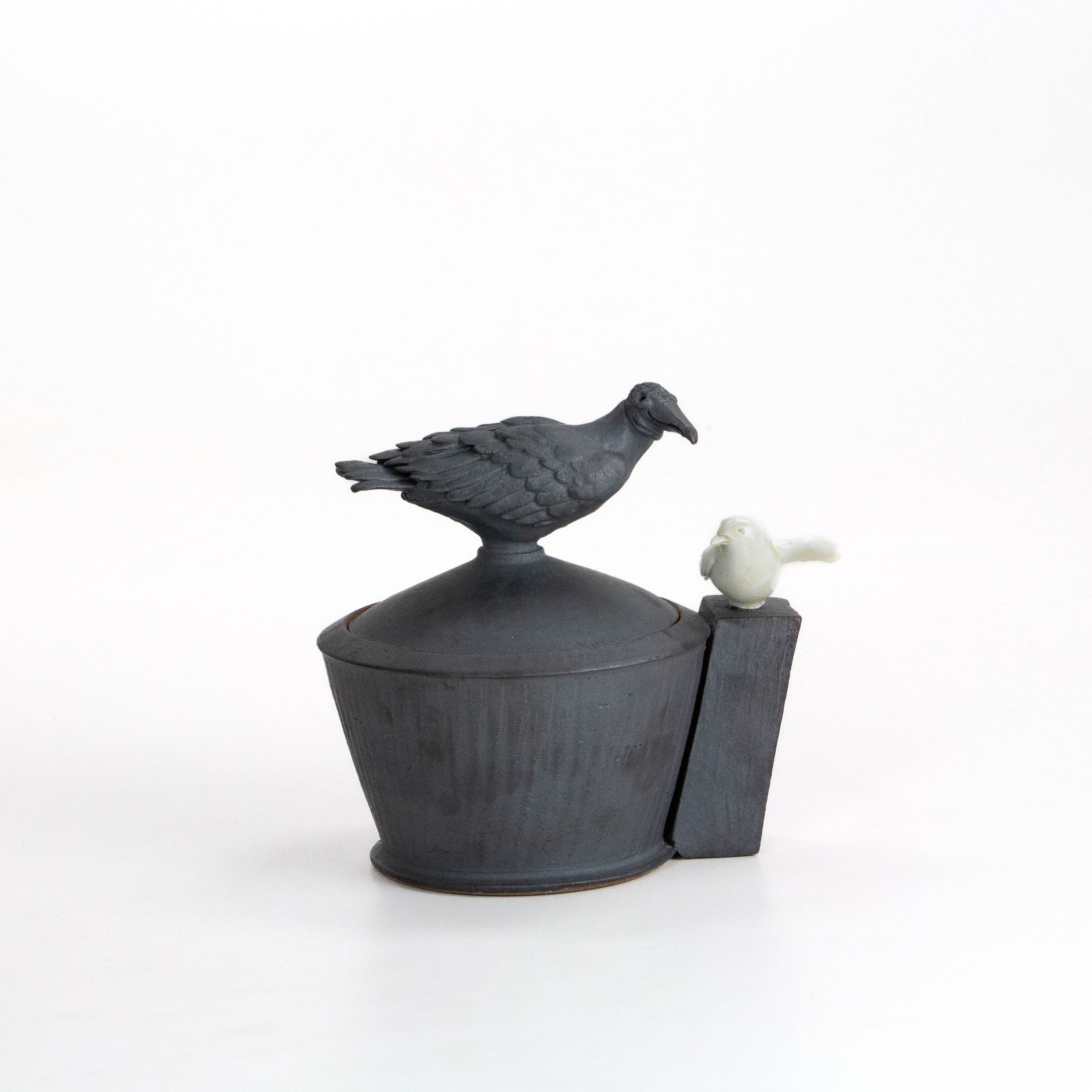 Black Vulture with Friend Salt Cellar