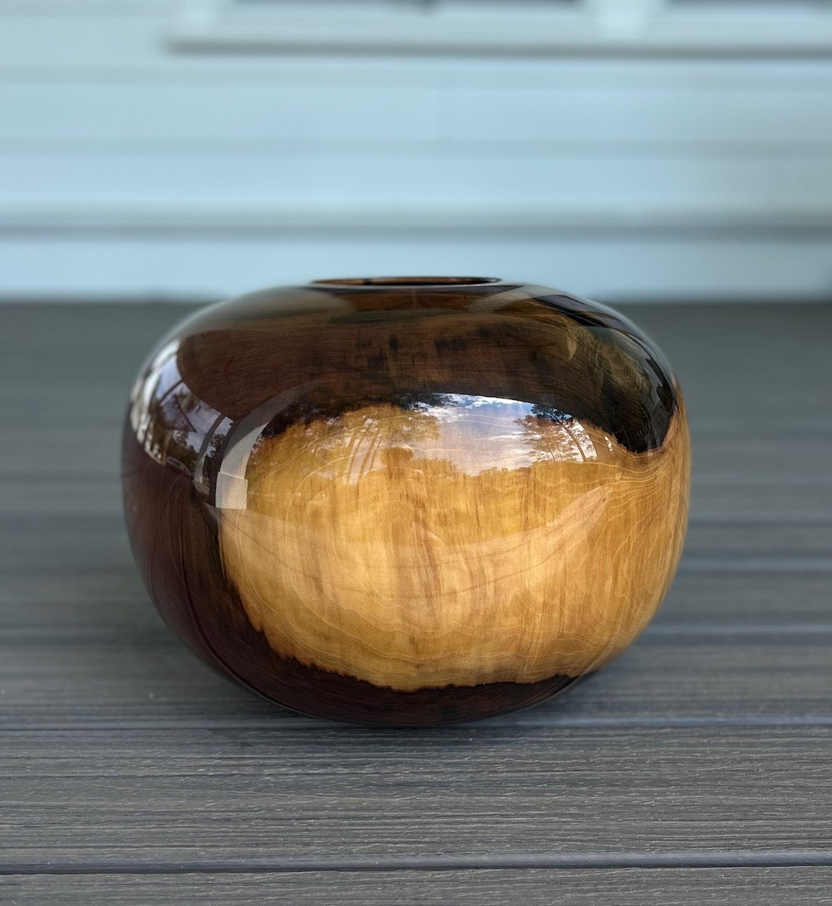 Figured Tulipwood Ellipsoid: 9.5 x 12.5"