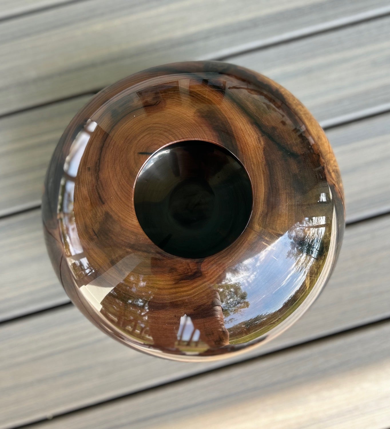 Figured Tulipwood Ellipsoid: 9.5 x 12.5"