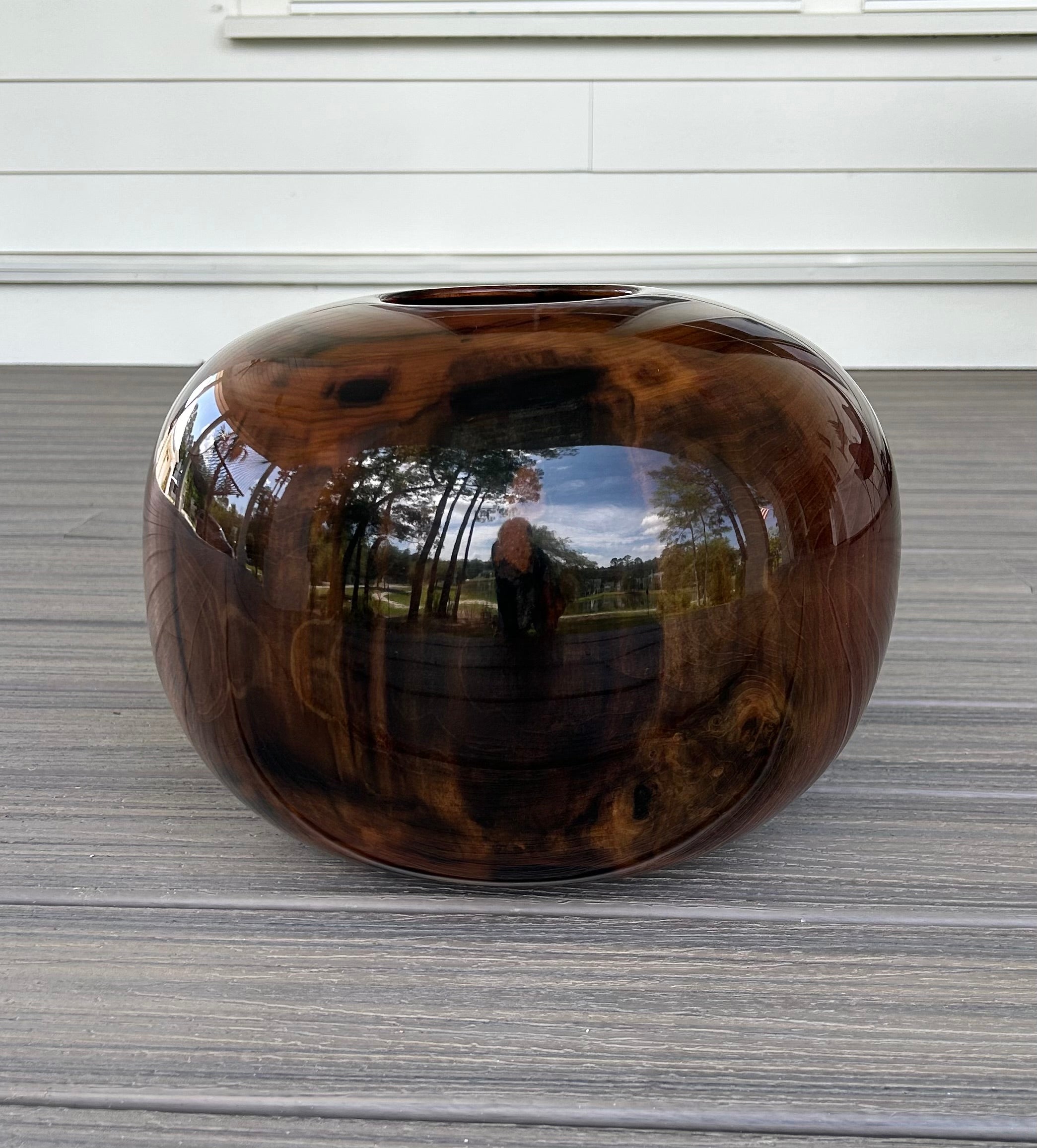 Figured Tulipwood Ellipsoid: 9.5 x 12.5"