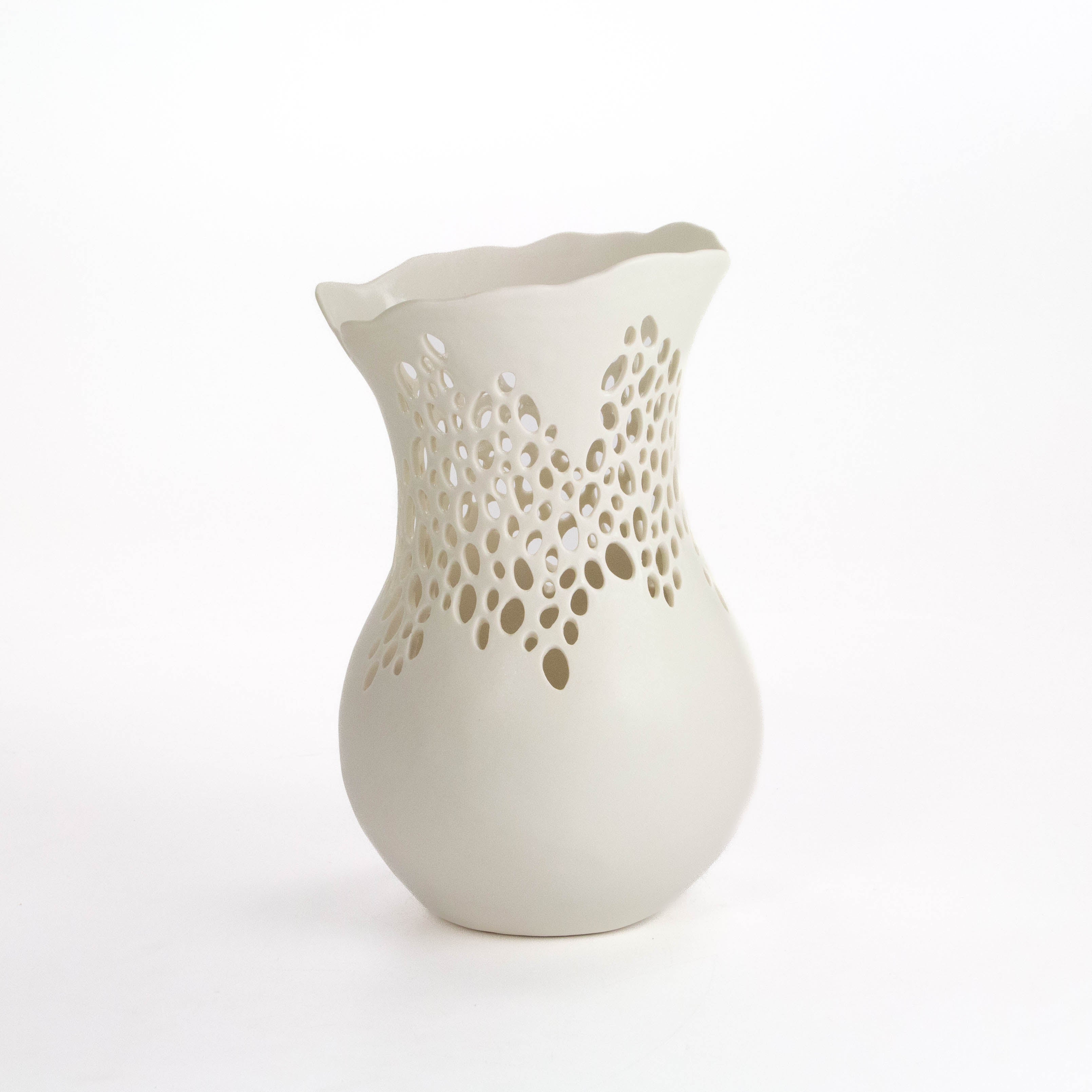 Tall White Lacey Vase