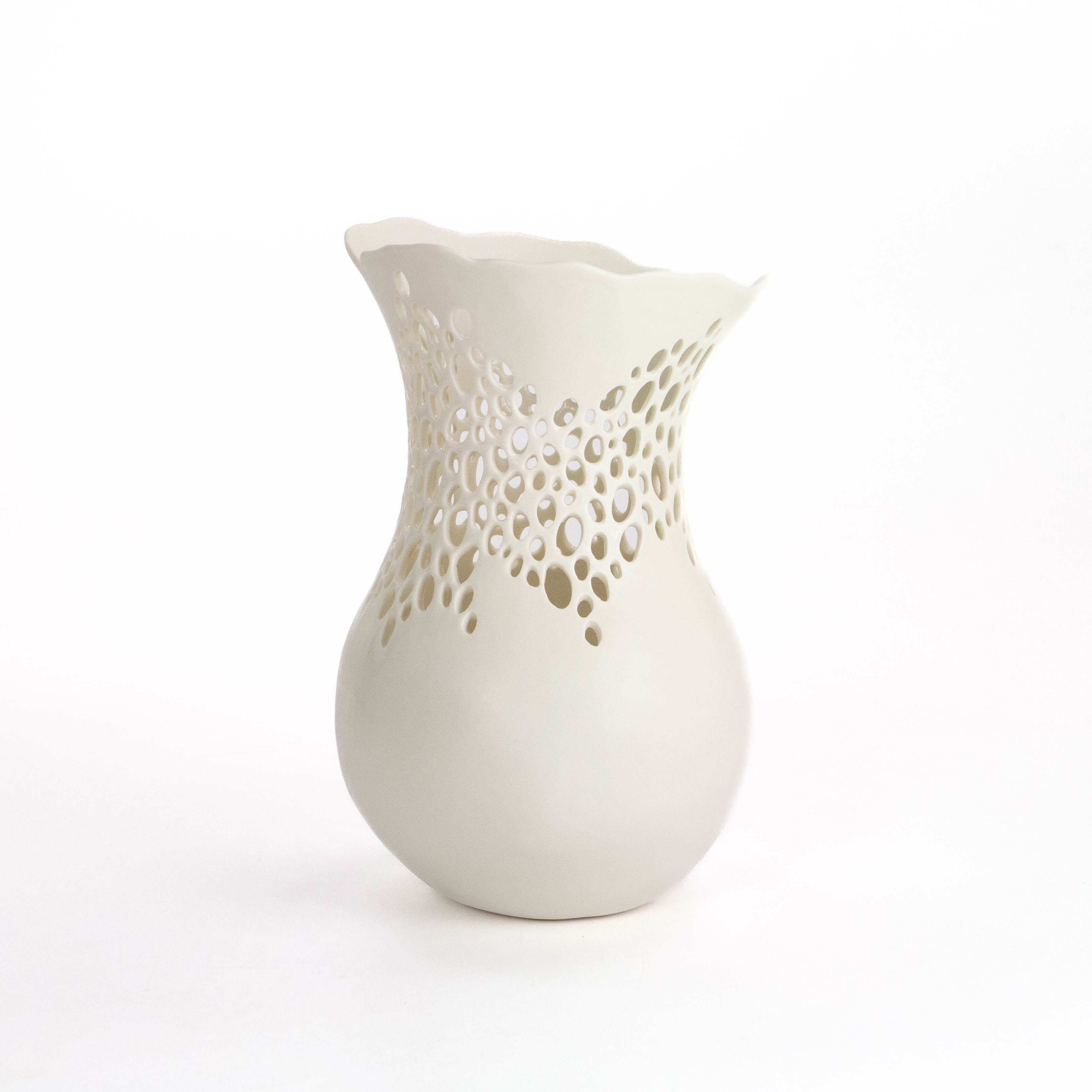 Tall White Lacey Vase