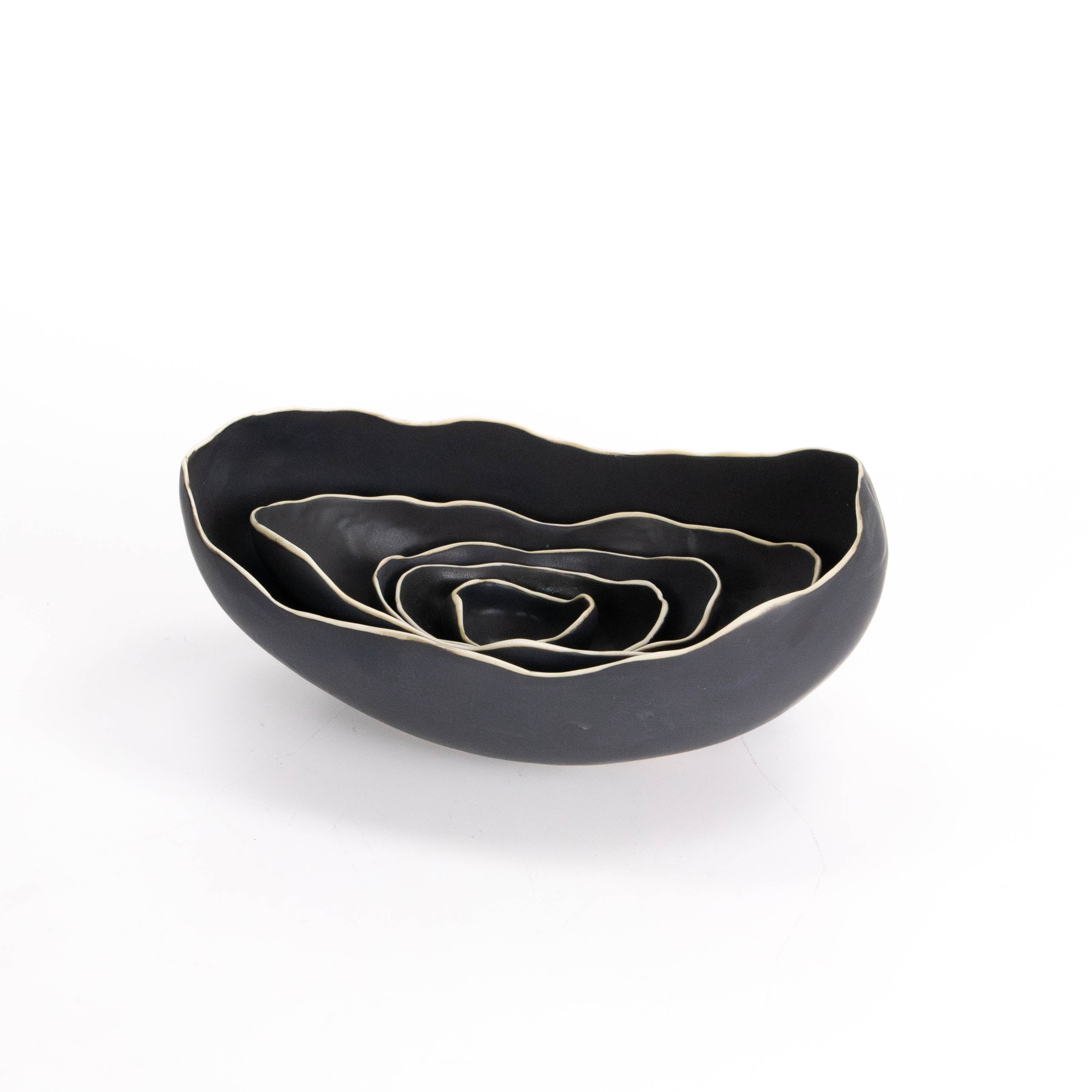 Small Black Oval Stacking Bowl Set