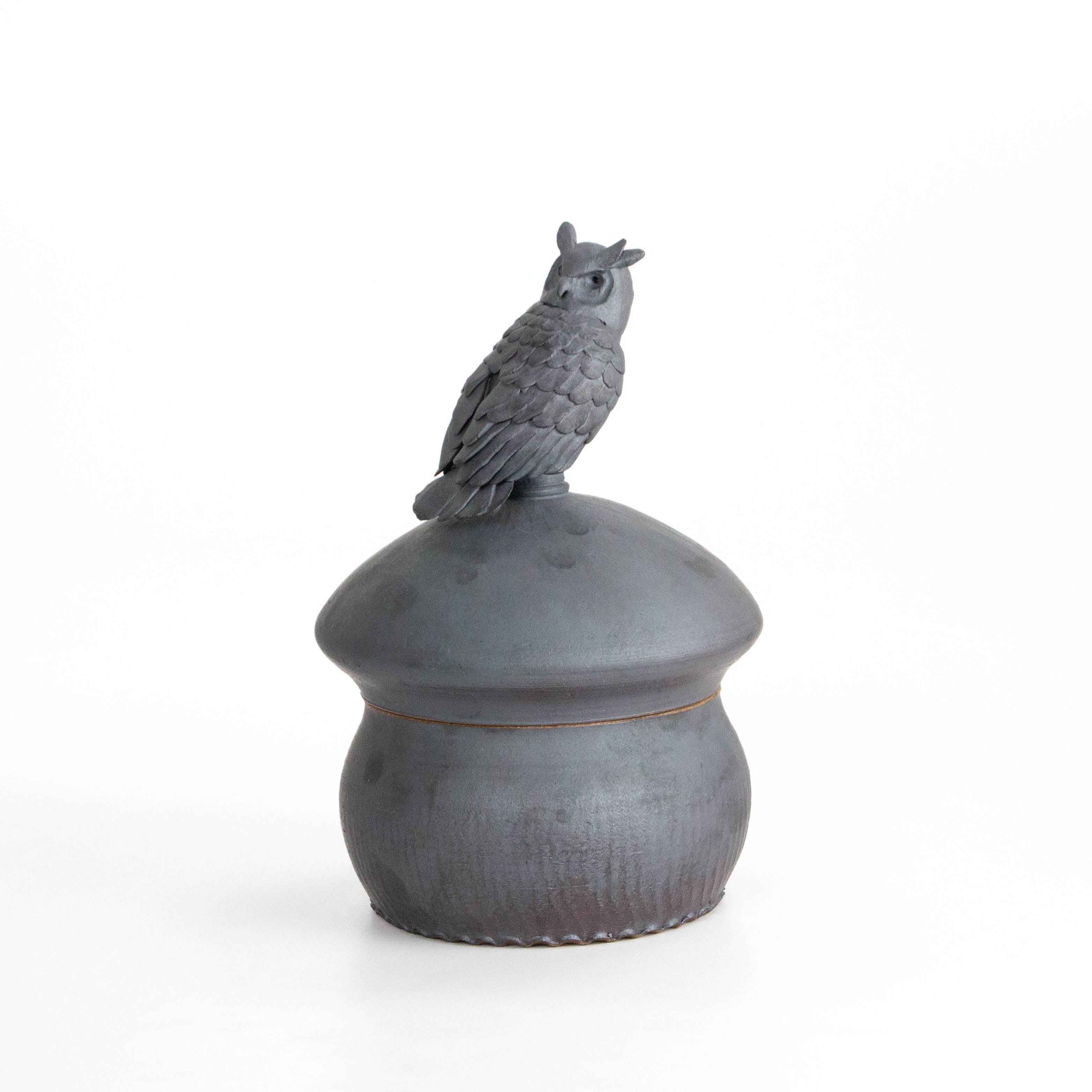 Great Horned Owl Double Lidded Tea Caddy