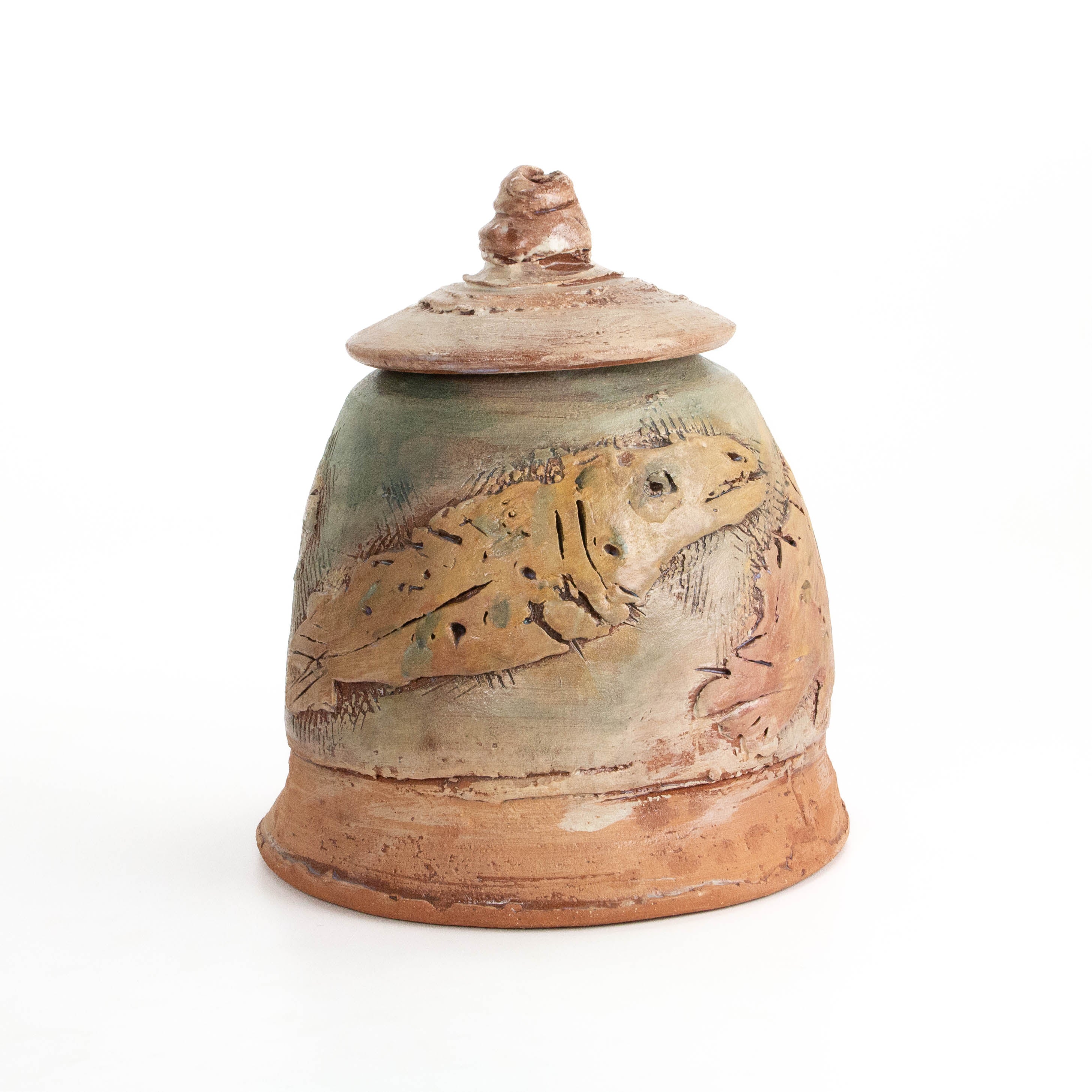 Carved Lidded Jar: Fish