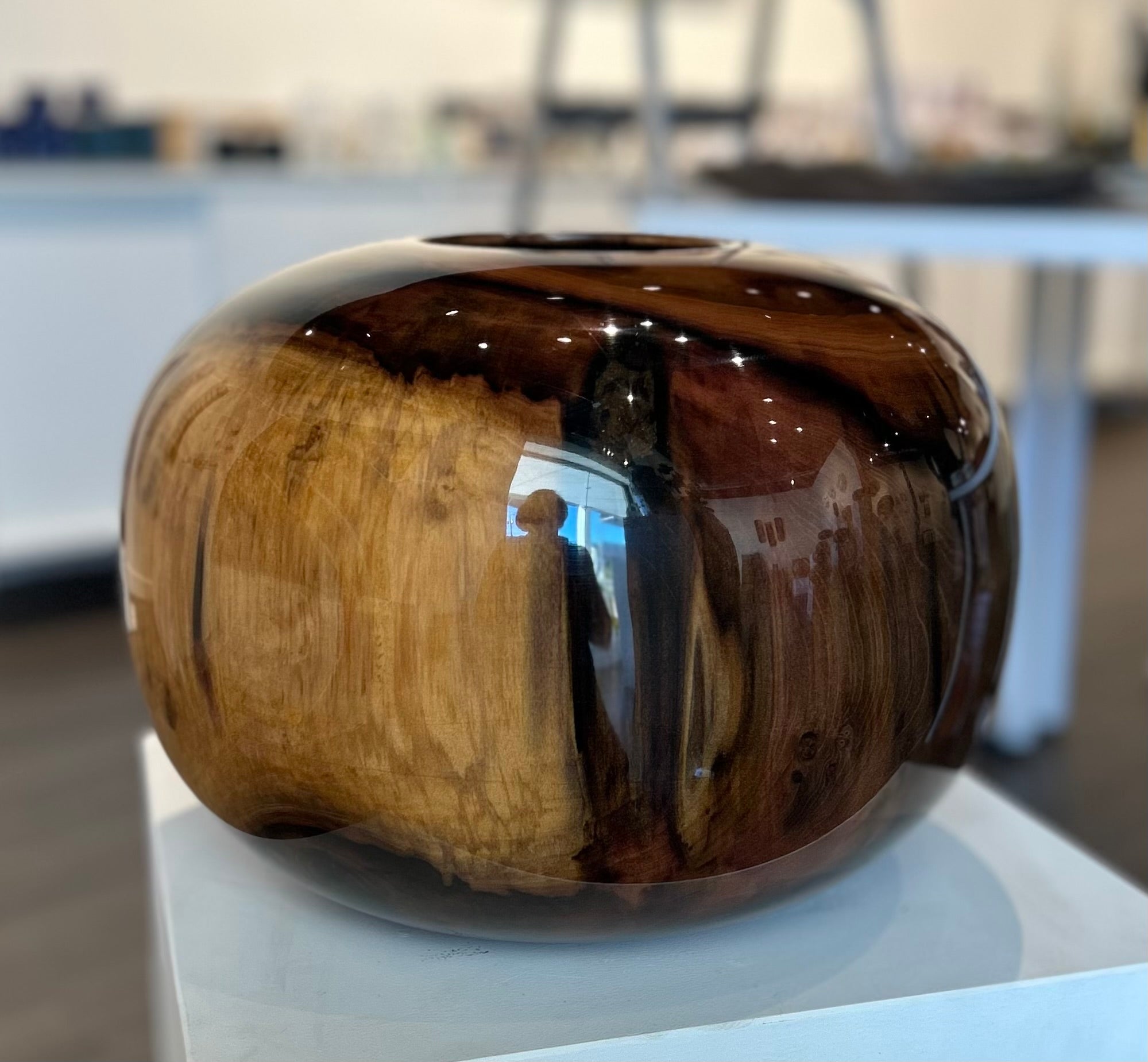 Figured Tulipwood Ellipsoid: 9.5 x 12.5"