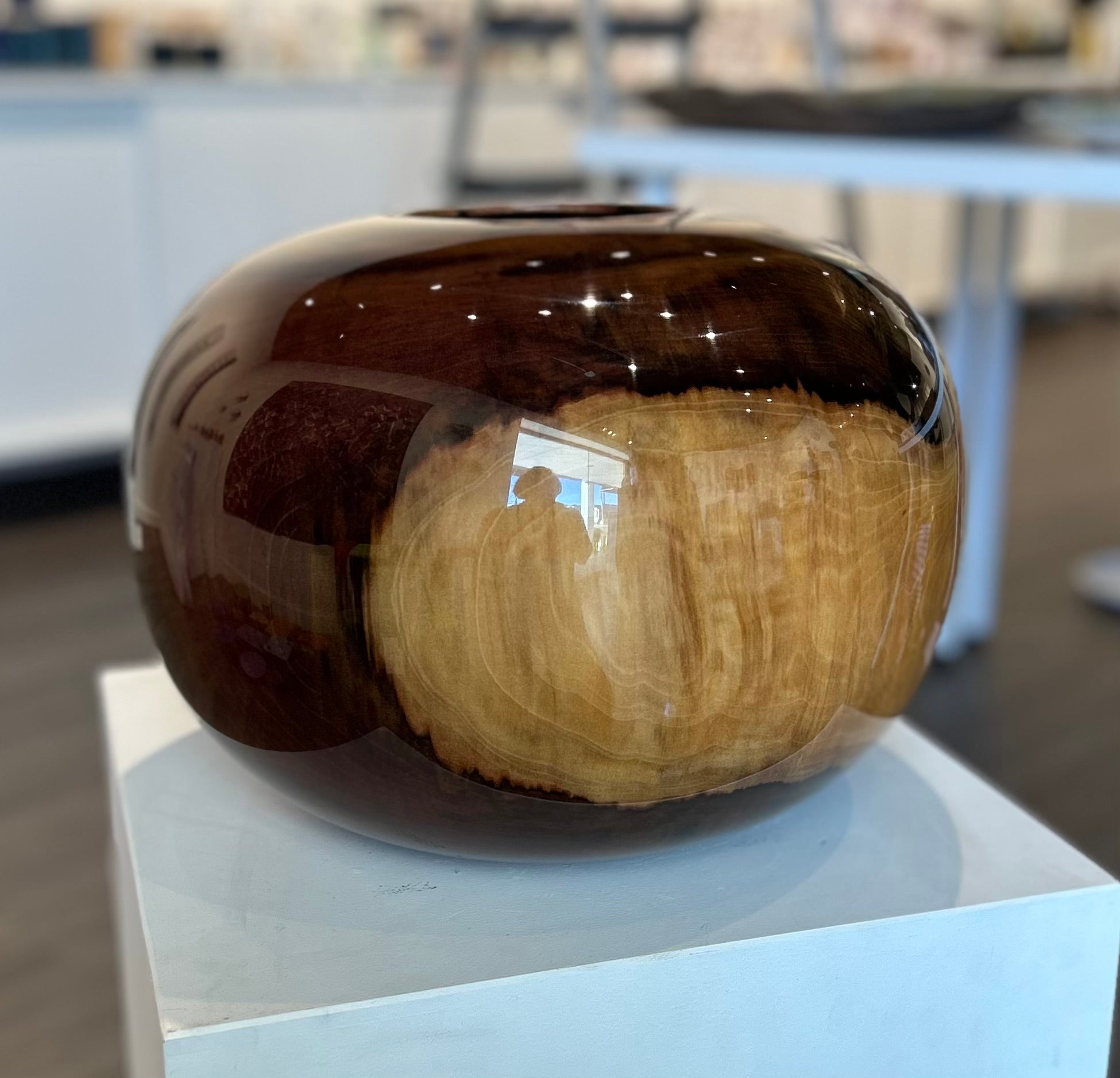 Figured Tulipwood Ellipsoid: 9.5 x 12.5"