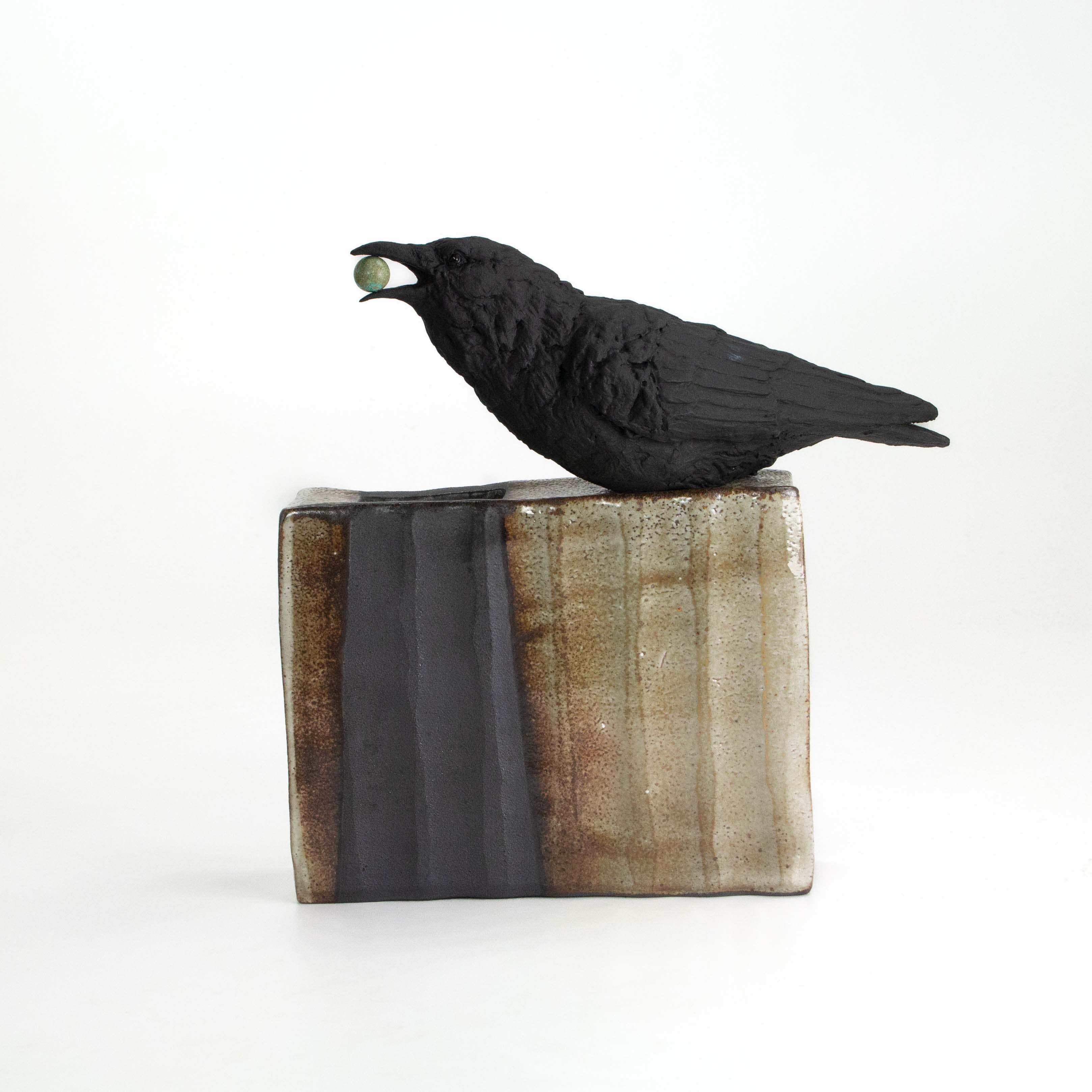 Raven Perched on Vase