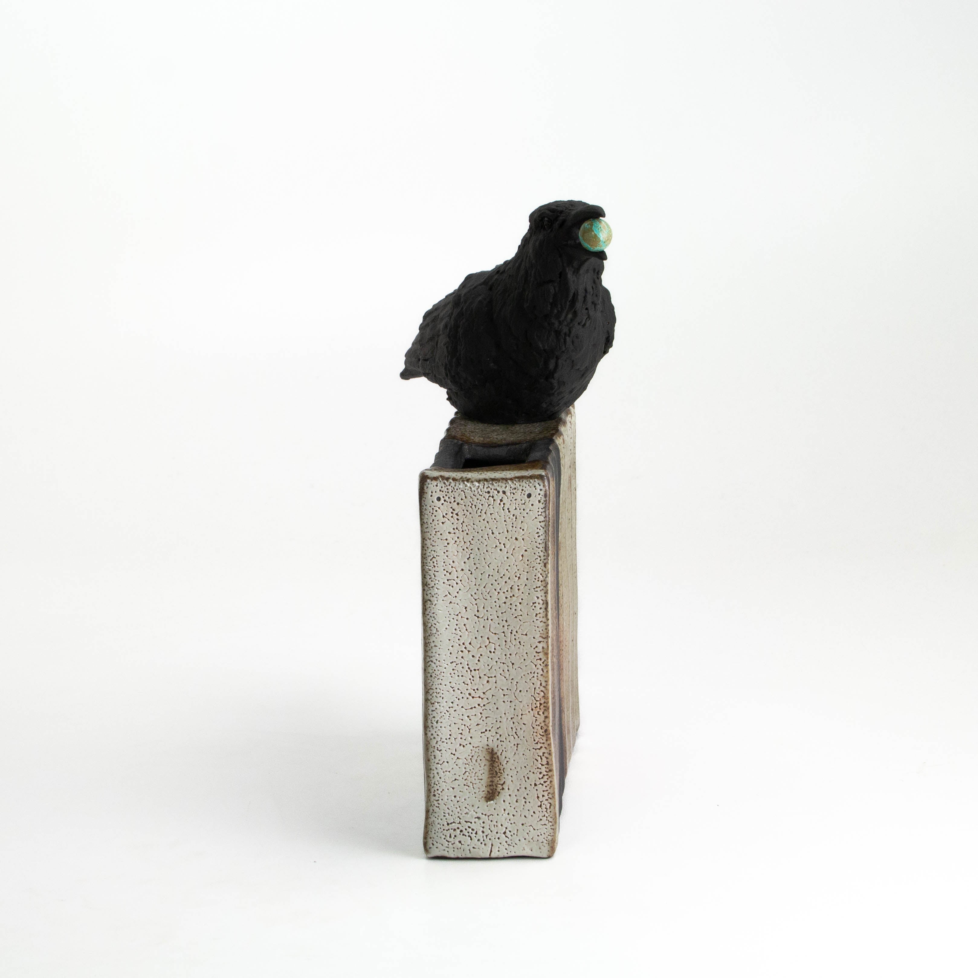 Raven Perched on Vase