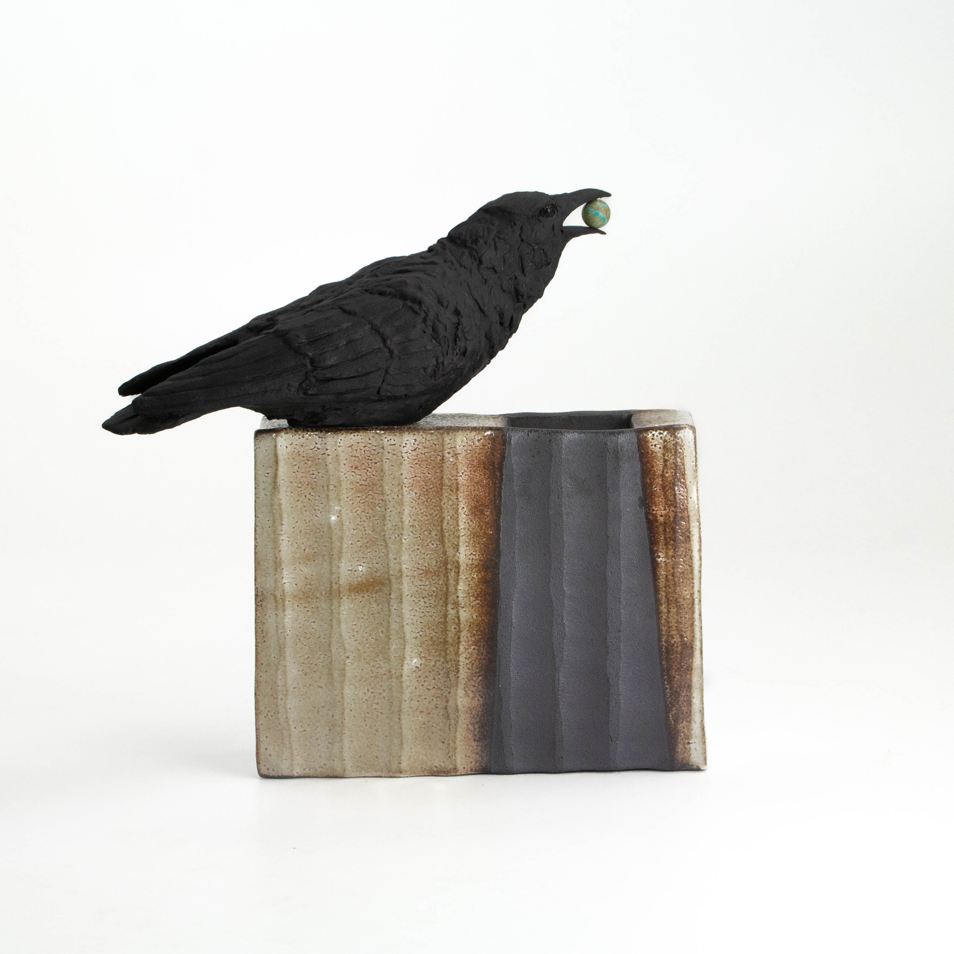 Raven Perched on Vase