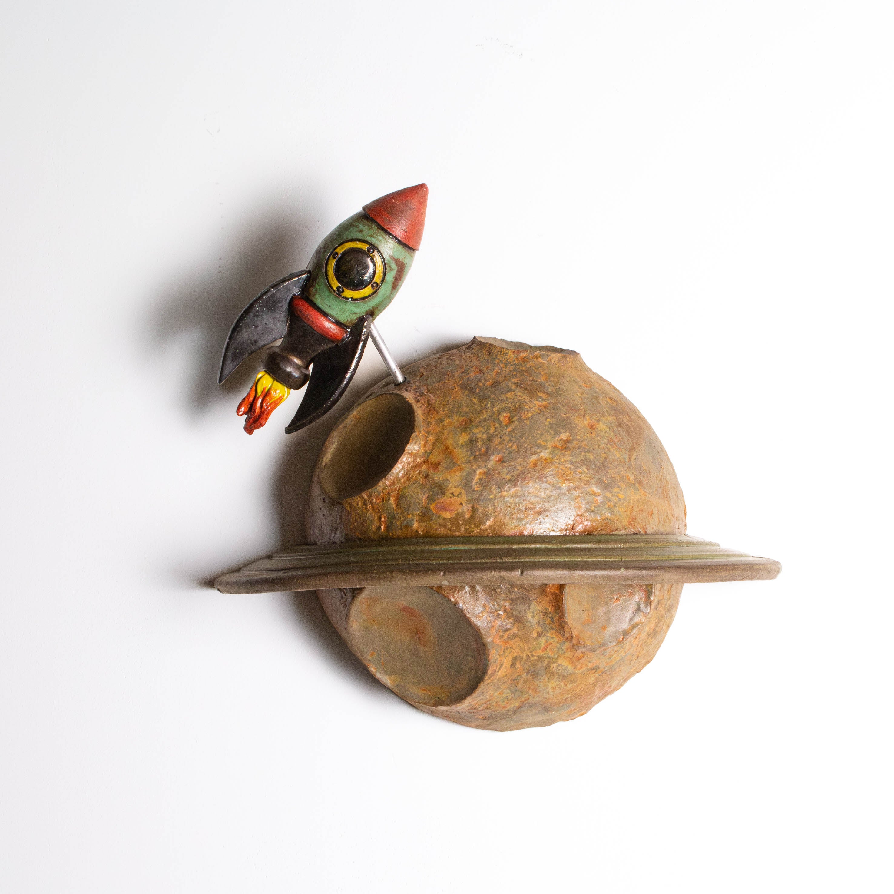 Rocket and Planet Wall Sculpture